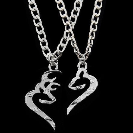 Kissing Broken Half Dollar Set Deer Hunting Jewelry